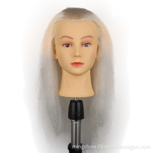 100% real human hair hairdresser doll barber mannequin hair training head